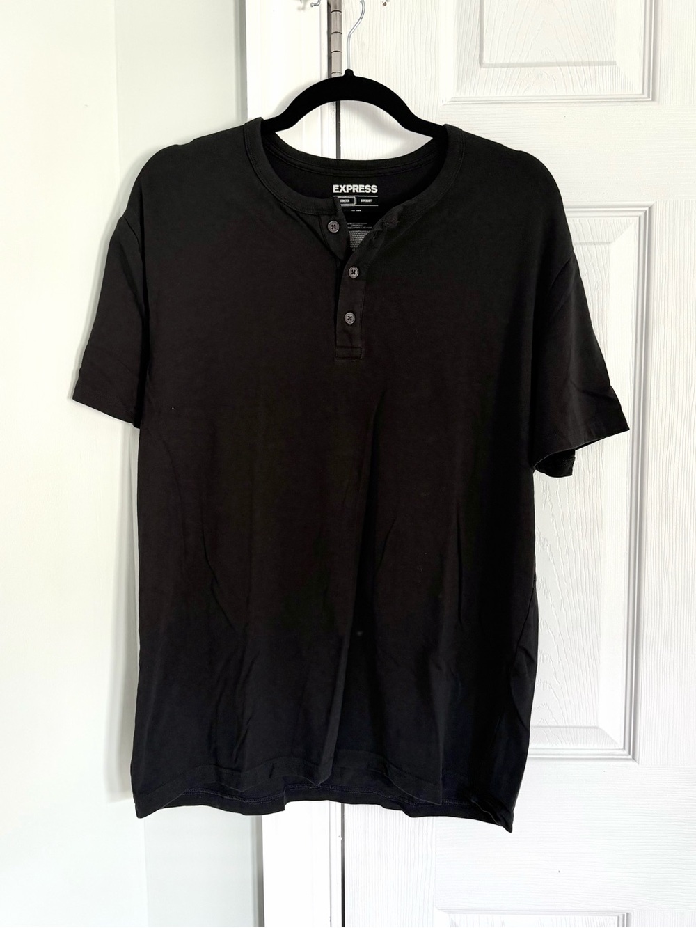 Express Black Short-Sleeve Button Top Shirt